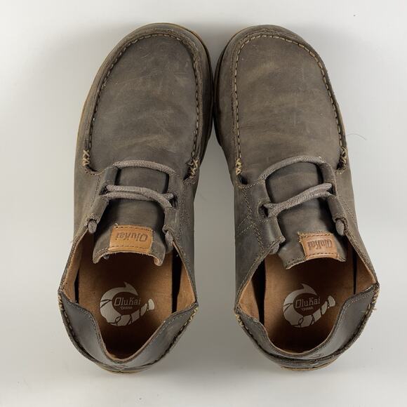 Olukai Shoes Ohana Lace Up Nubuck Leather Slip Ons Loafers Mens Size 8 Loafer - Picture 6 of 9